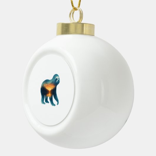 Sloth Camping Lover Keramische Bal Ornament (Rechts)