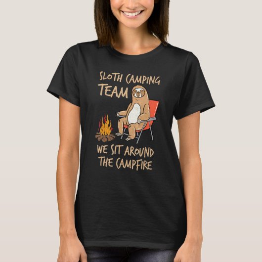 Sloth Camping Team Around Campfire Relax Lazy Camp T-shirt (Voorkant)