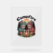 Sloth camping Team Officiële kampvuur Acryl Bord (Voorkant)
