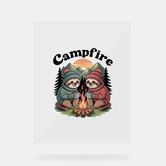 Sloth camping Team Officiële kampvuur Acryl Bord (Voorkant)
