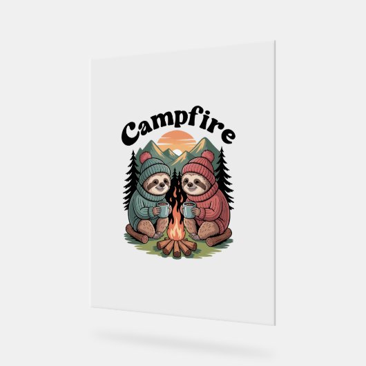 Sloth camping Team Officiële kampvuur Acryl Bord (Hoek)