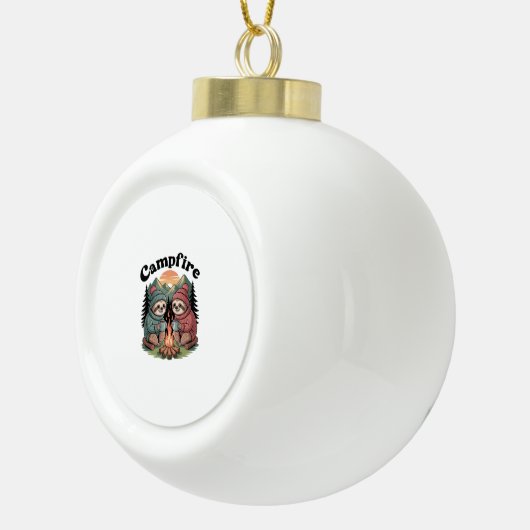 Sloth camping Team Officiële kampvuur Keramische Bal Ornament (Rechts)