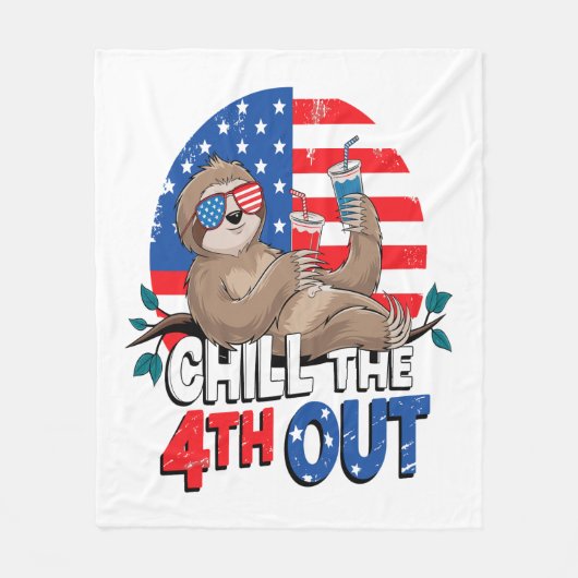 Sloth Chill vierde uit Patriotic USA Fleece Deken (Voorkant)