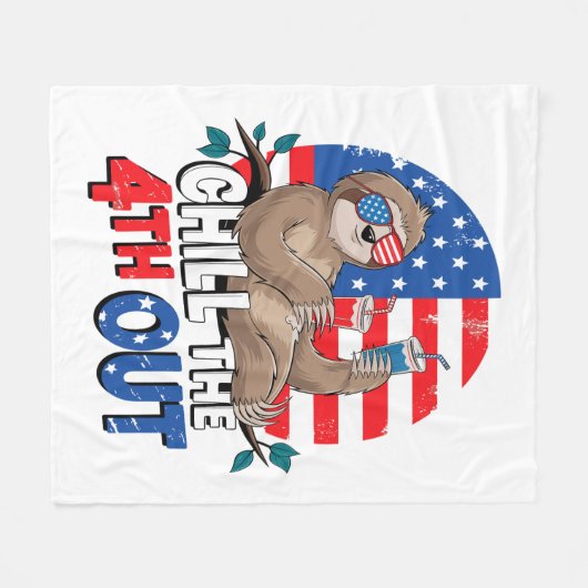 Sloth Chill vierde uit Patriotic USA Fleece Deken (Voorkant (Horizontaal))