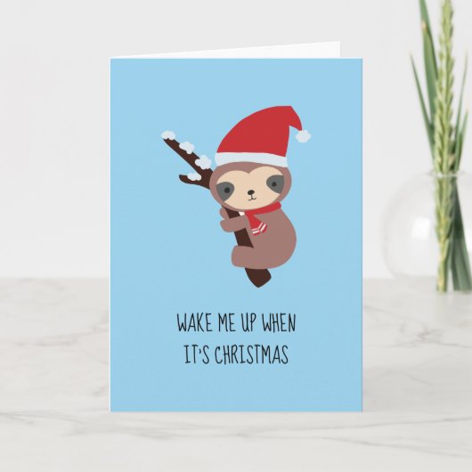 Sloth Christmas Cute Wake Me Up Holiday Cute Feestdagen Kaart (Voorkant)