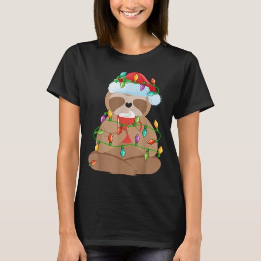 Sloth Christmas Shirt For Boys Girls Kids Lights S (Voorkant)