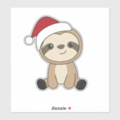 Sloth Christmas Snow Winter Animals Sloths Classic Sticker (Vel)