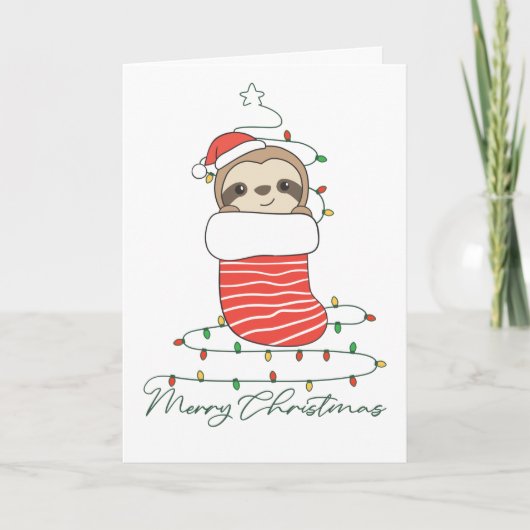 Sloth Christmas Snow Winter Animals Sloths Coffee Feestdagen Kaart (Voorkant)