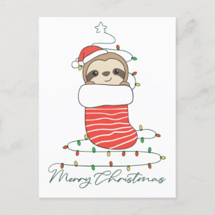 Sloth Christmas Snow Winter Animals Sloths Coffee Feestdagenkaart