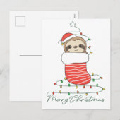 Sloth Christmas Snow Winter Animals Sloths Coffee Feestdagenkaart (Voorkant / Achterkant)