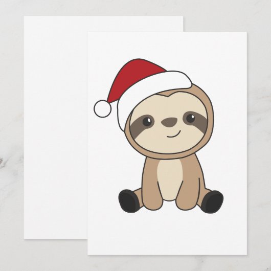 Sloth Christmas Snow Winter Animals Sloths Feestdagenkaart (Voorkant / Achterkant)
