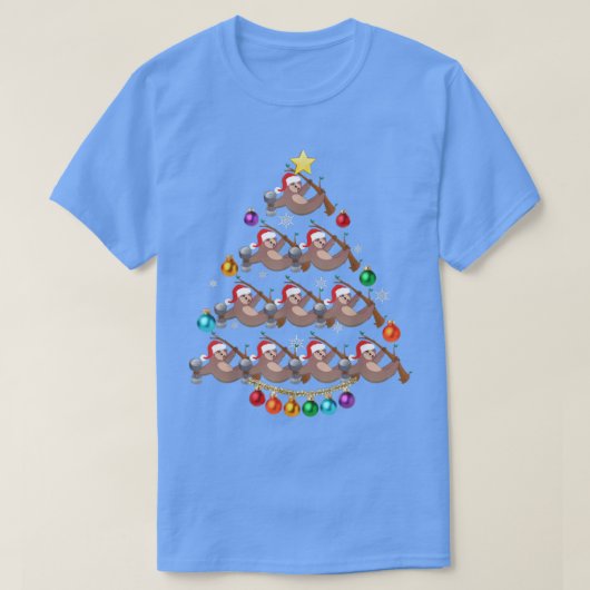 Sloth Christmas Tree Lights Funny Sloth Xmas  T-shirt (Design voorkant)