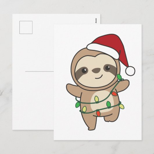 Sloth Christmas Winter Animals Sloths Feestdagenkaart (Voorkant / Achterkant)