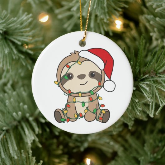 Sloth Christmas Winter Animals Sloths Keramisch Ornament (Boom)