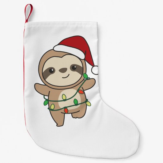 Sloth Christmas Winter Animals Sloths Kleine Kerstsok (Voorkant)