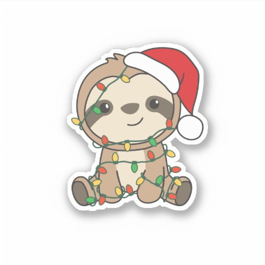 Sloth Christmas Winter Animals Sloths Sticker (Voorkant)