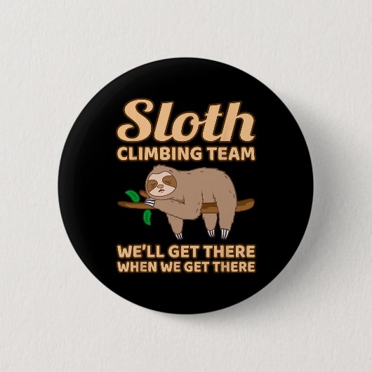 Sloth Climbing Team Ronde Button 5,7 Cm (Voorkant)