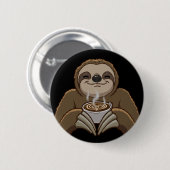 Sloth-Coffee-schuim Ronde Button 5,7 Cm (Voorkant /achterkant)