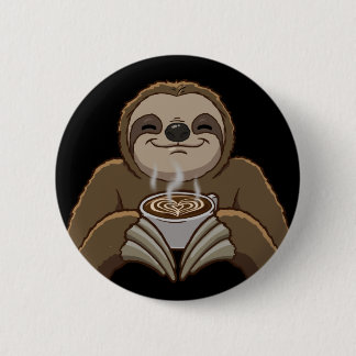 Sloth-Coffee-schuim Ronde Button 5,7 Cm