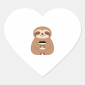 Sloth Coffee Time Classic T-shirt Hart Sticker (Voorkant)