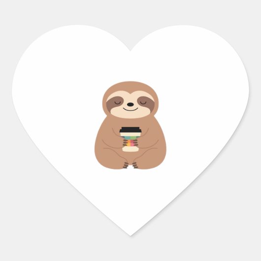 Sloth Coffee Time Classic T-shirt Hart Sticker (Voorkant)