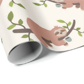 Sloth & Coffee Wrapping Paper Cadeaupapier (Rol Hoek)