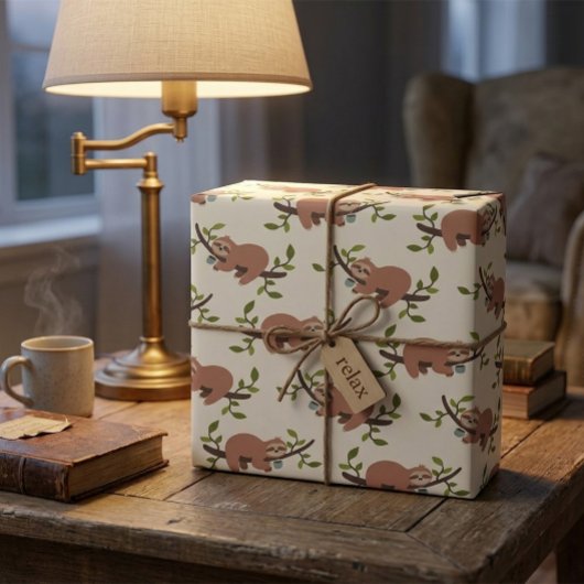 Sloth & Coffee Wrapping Paper Cadeaupapier