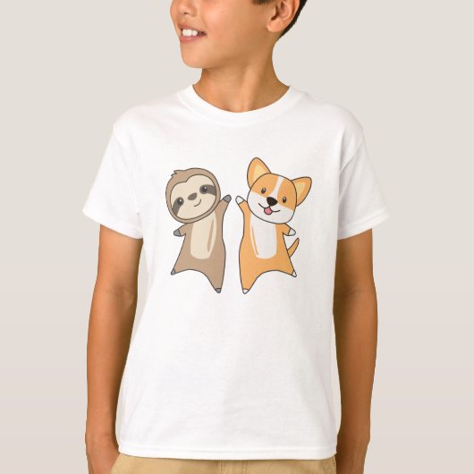 Sloth Corgi Dog Dierenvrienden Sloth Dogs T-shirt (Voorkant)