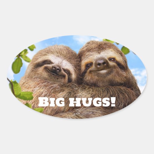 Sloth Couple Ovale Sticker (Voorkant)