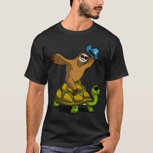 Sloth Cowboy Ridingurtle vintage T-shirt (Voorkant)