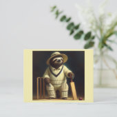 Sloth Cricket Speler Briefkaart (Staand voorkant)