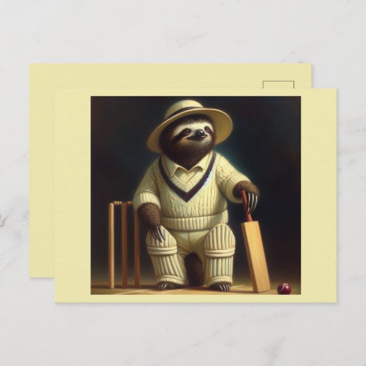 Sloth Cricket Speler Briefkaart (Voorkant / Achterkant)