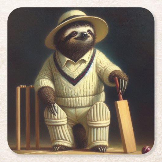 Sloth Cricket Speler Kartonnen Onderzetters (Voorkant)