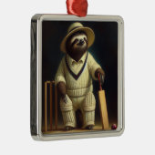 Sloth Cricket Speler Metalen Ornament (Rechts)