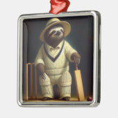 Sloth Cricket Speler Metalen Ornament (Links)