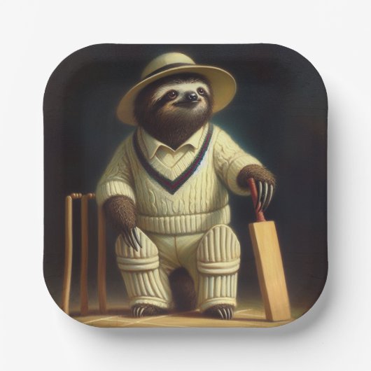 Sloth Cricket Speler Papieren Bordje (Voorkant)