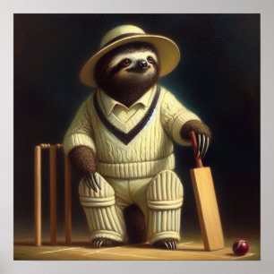 Sloth Cricket Speler Poster