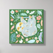 Sloth Cute Floral Canvas Afdruk (Voorkant)