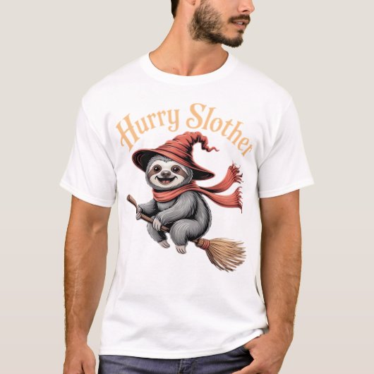 Sloth Cute Halloween Witch Funny Essential T-Shirt (Voorkant)