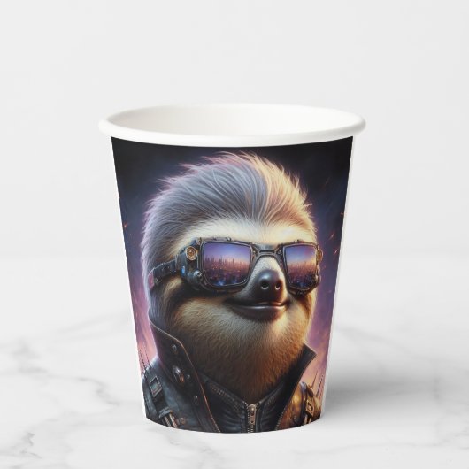 Sloth Cyberpunk Papieren Bekers (Voorkant)