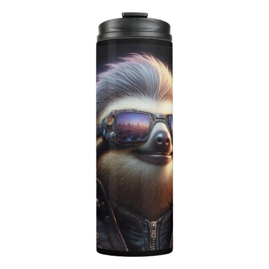 Sloth Cyberpunk Thermosbeker (Voorkant)
