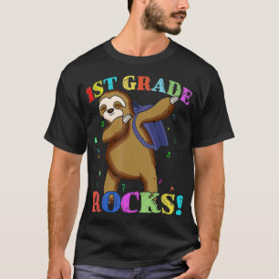 Sloth Dabbing 1st Grade Rocks Gift Eerste dag van T-shirt