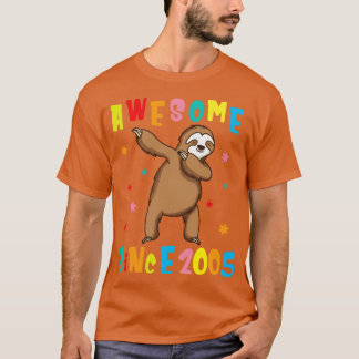 Sloth Dabbing Geweldige sinds 2005 Happy Birthday  T-shirt