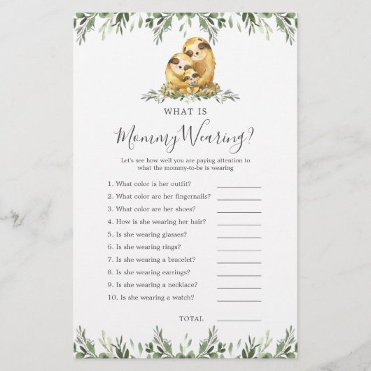 Sloth Dieren Baby shower Wat draagt mama (Voorkant)