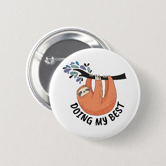 Sloth doet mijn best ronde button 5,7 cm (Voorkant /achterkant)