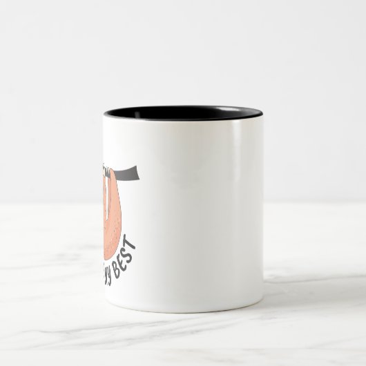 Sloth doet mijn best tweekleurige koffiemok (Center)