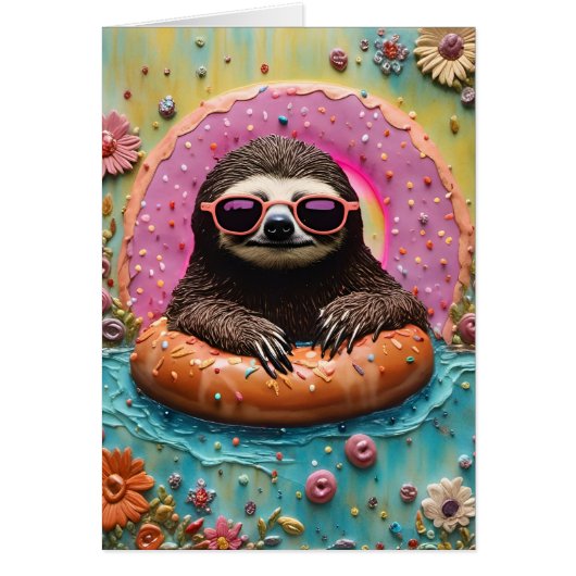 Sloth Donut Alle Gelegenheid Leeg Wenskaart (Voorkant)