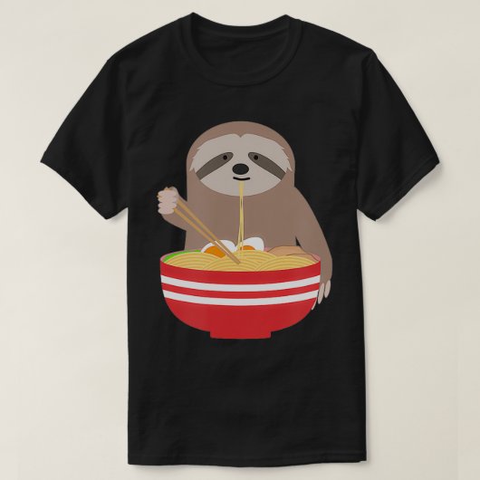 Sloth Eating Ramen Bowl Noodles T-shirt (Design voorkant)