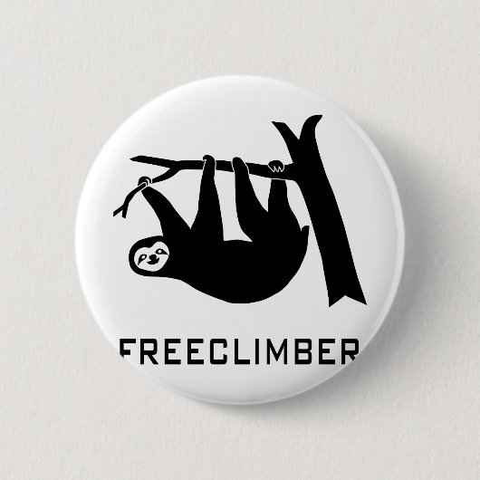 sloth faultier climber freeclimber freeclimbing ronde button 5,7 cm (Voorkant)
