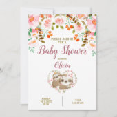 Sloth Floral Waterverf Baby shower Kaart (Voorkant)